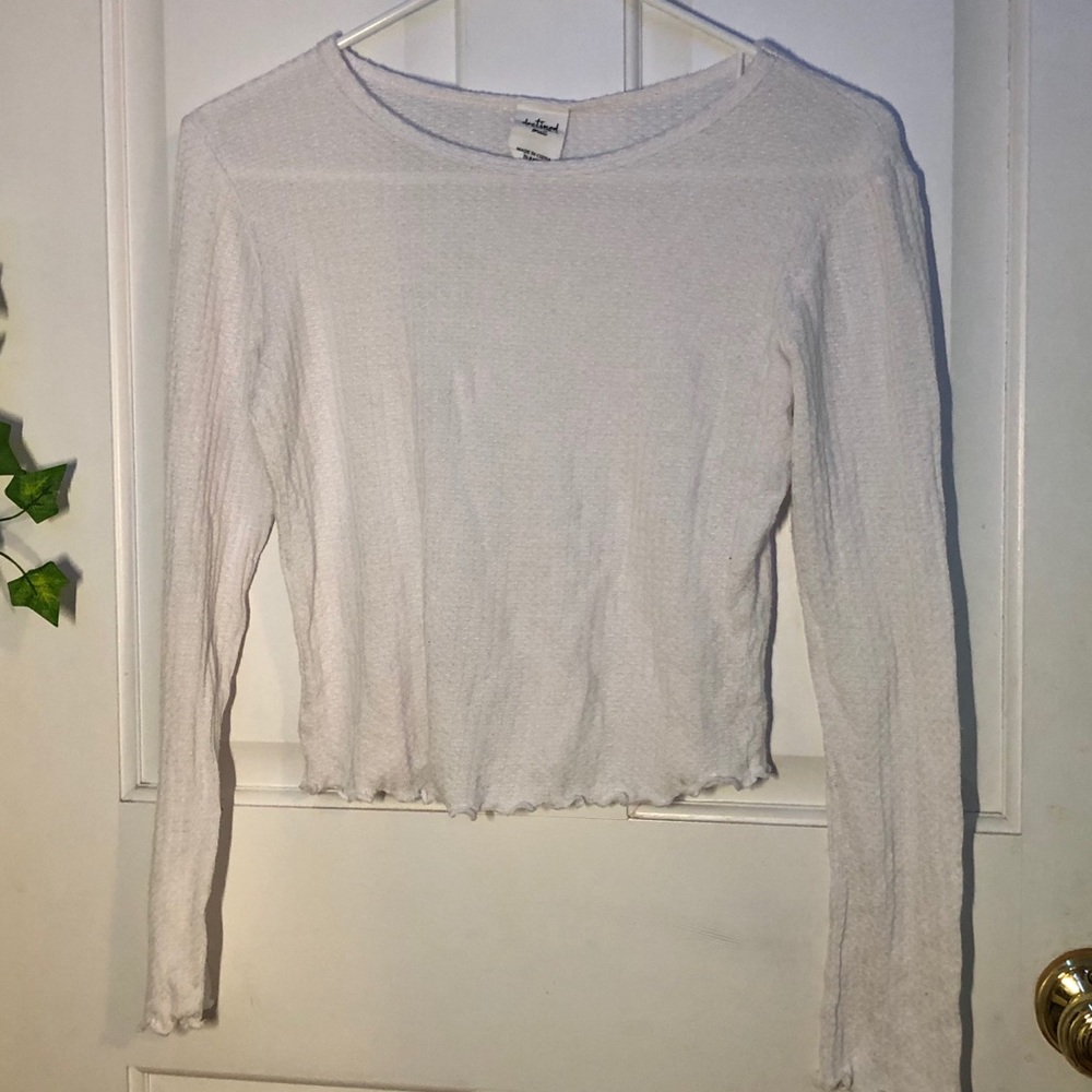 white lettuce edge long sleeve top